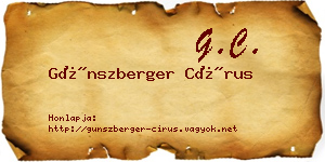 Günszberger Círus névjegykártya